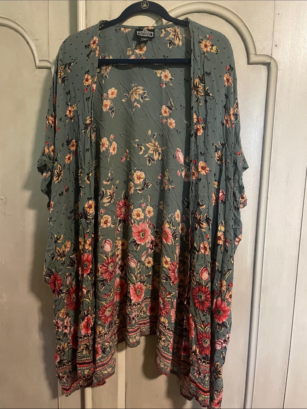 Angie Floral Kimono Jacket in Sage Green
